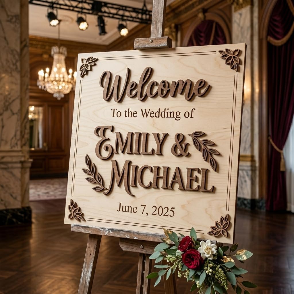 Bright Botanical Wedding Welcome Sign
