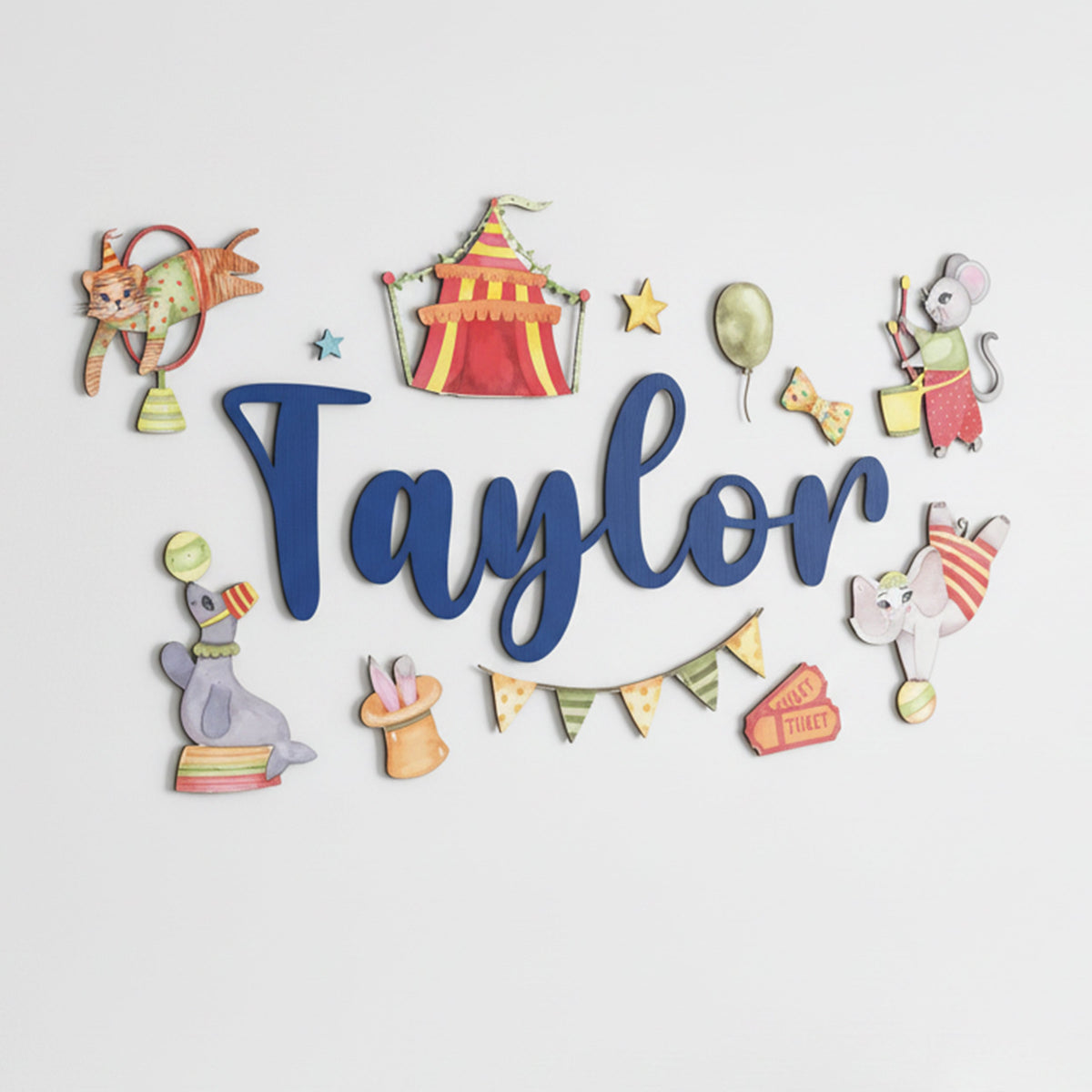 Personalized circus nursery name sign , 3D wood big top baby room decor