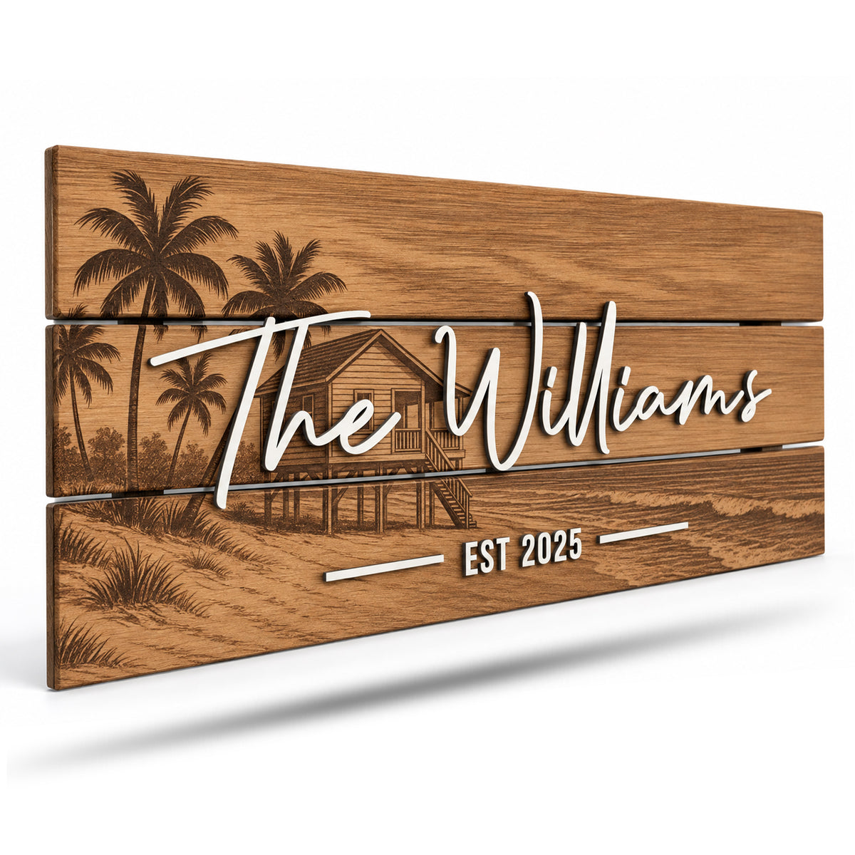 Personalized Coastal Beach House Name Sign, customized with your text and made to order