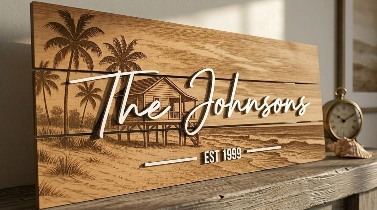 Coastal Beach House Name Sign, personalized design, view 2