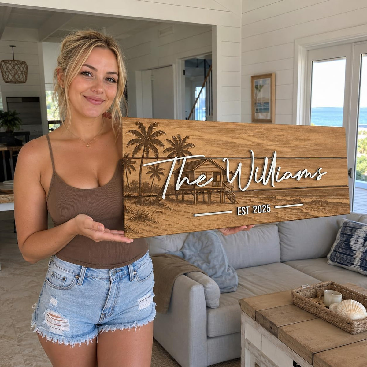 Coastal Beach House Name Sign, personalized design, view 5