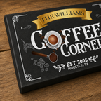 Coffee corner canvas tabletop close up – personalized kitchen wall art