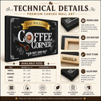 Premium coffee corner canvas wall art – technical details and size guide
