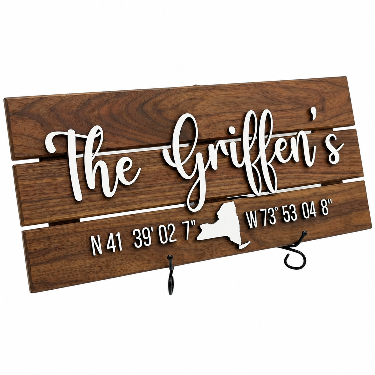 Personalized Coordinates Wood Sign, customized with your text and made to order