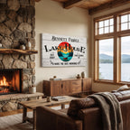 Personalized canvas lakehouse sign – custom family name rustic cabin wall art