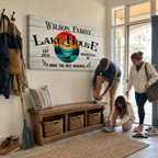Custom cabin canvas sign – personalized lake house family decor