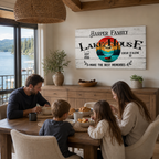 Personalized lakehouse wall art – custom name rustic cabin canvas