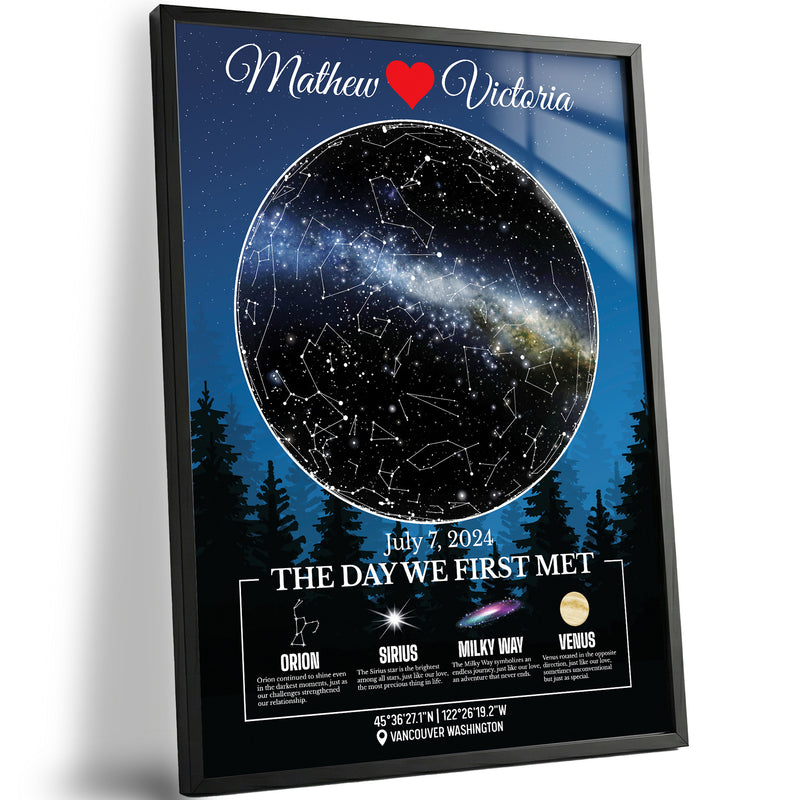 Personalized Star Map - Custom Date & Location Glass Print
