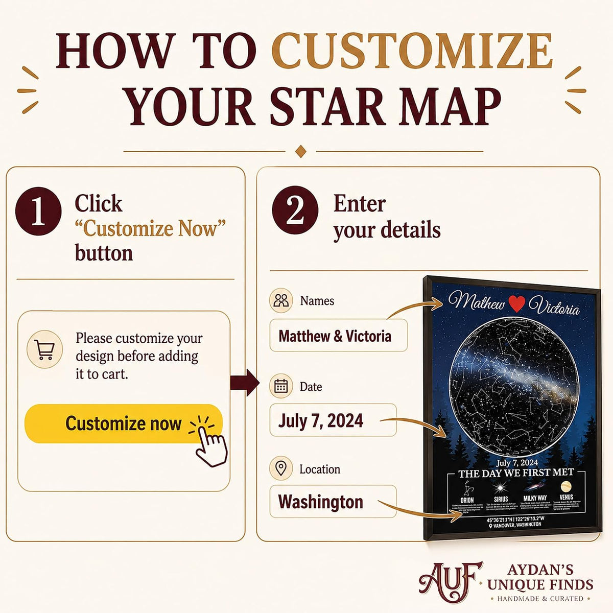 Custom Star Map on Glass, personalized design, view 11