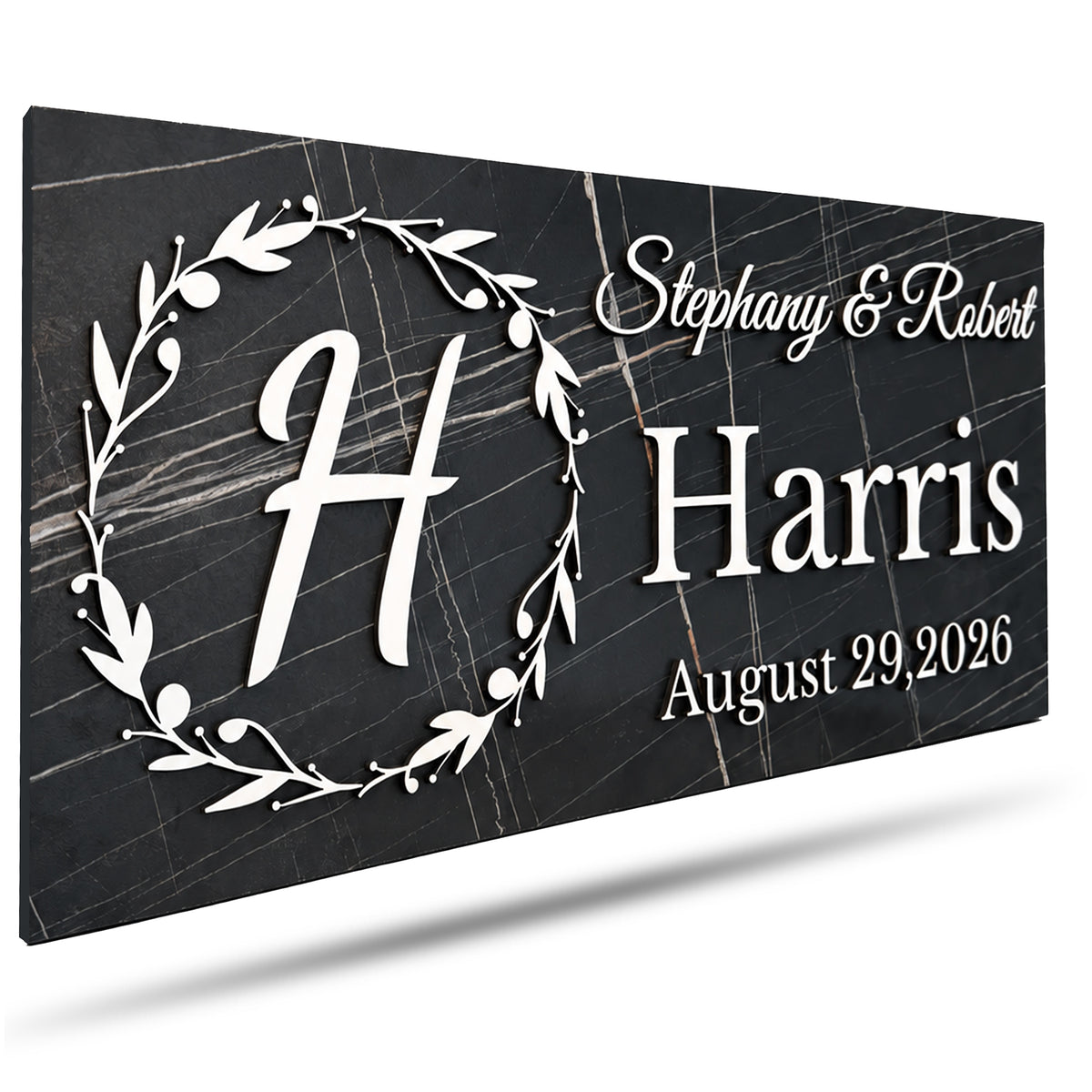 Black Marble Monogram Sign