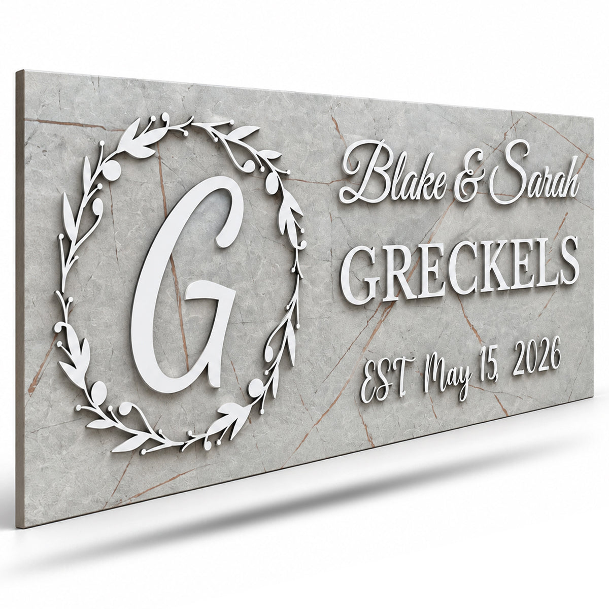 Grey Marble Monogram Sign