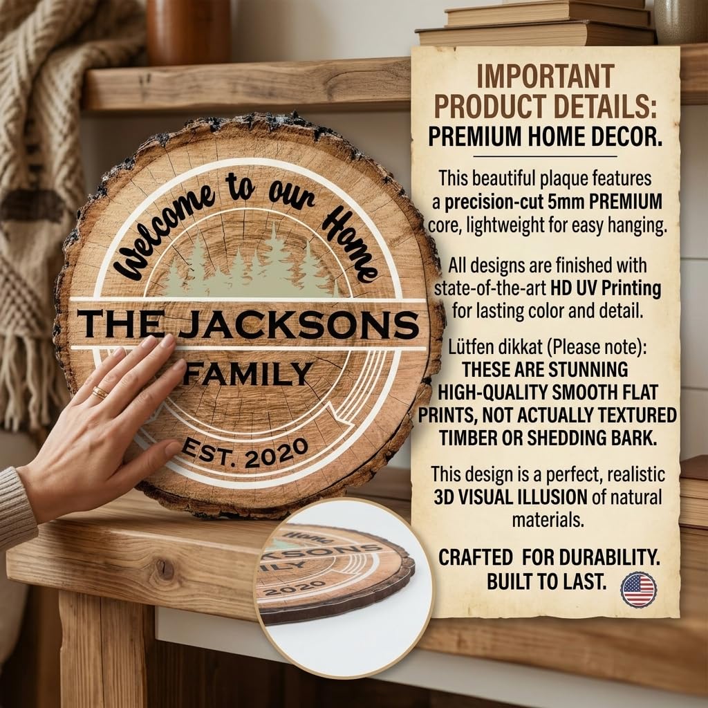 Custom rustic cabin wood family sign as housewarming and wedding gift