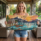 Lakeside villa family sign as a lake house housewarming gift