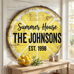 Personalized wood welcome sign with a custom last name