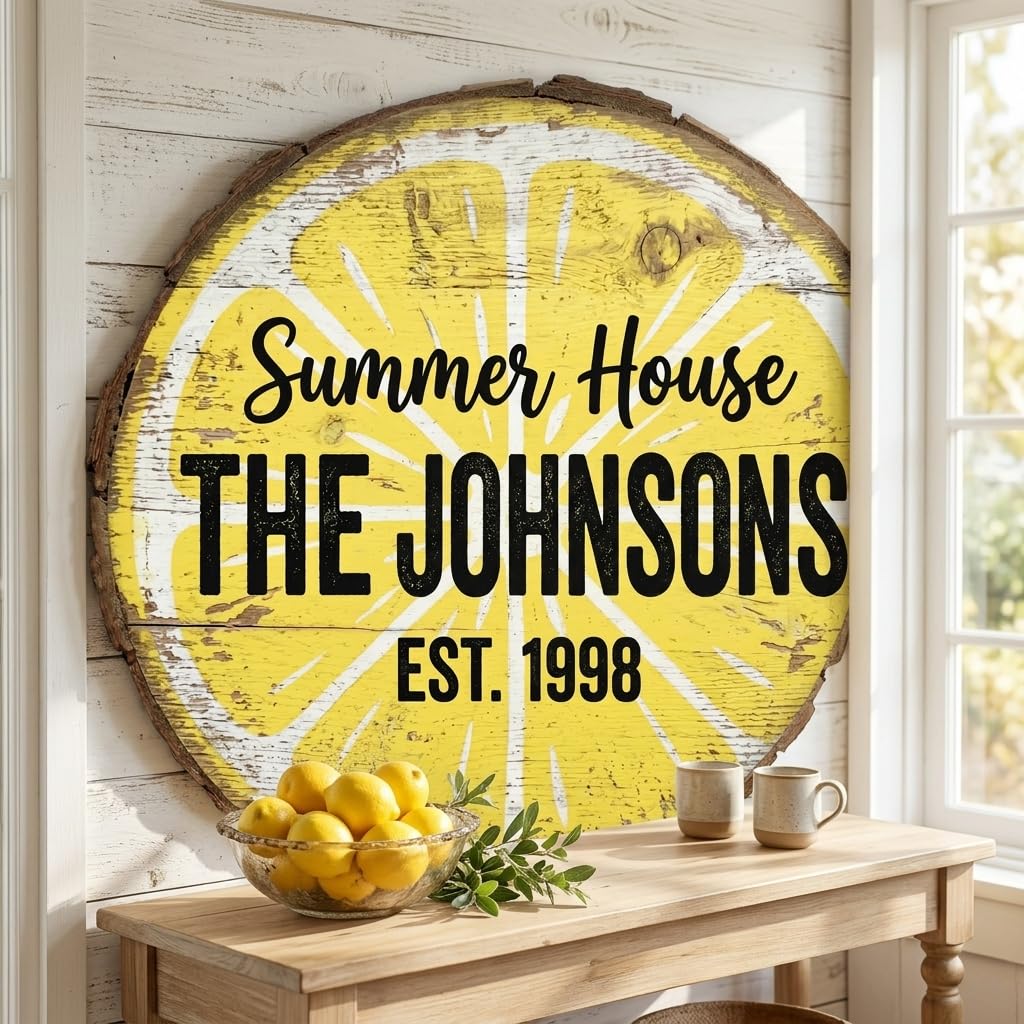 Personalized wood welcome sign with a custom last name