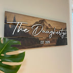 Personalized Mountain Family Name Wood Sign – Rustic Cabin Style Wedding Housewarming Gift | Aydan's Unique Finds