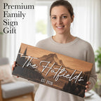 Rustic mountain family sign – lake house and log cabin decor