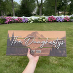 Personalized Mountain Family Name Wood Sign – Rustic Cabin Style Wedding Housewarming Gift | Aydan's Unique Finds