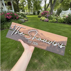 Rustic family name sign – lodge and cabin fireplace wall decor