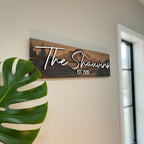 Wood family name sign – size and mounting detail