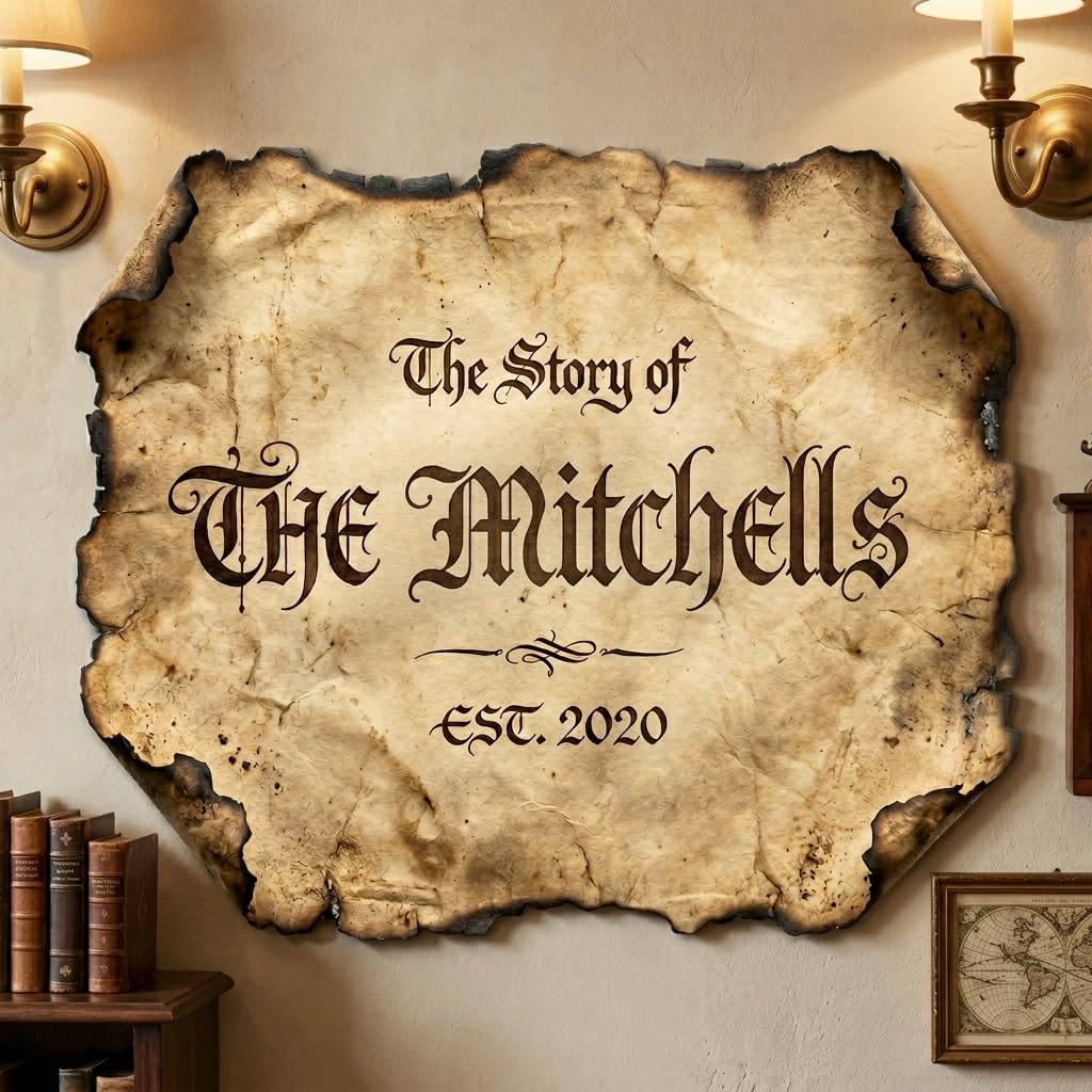 Personalized parchment wood wall art with custom family name for entryway decor
