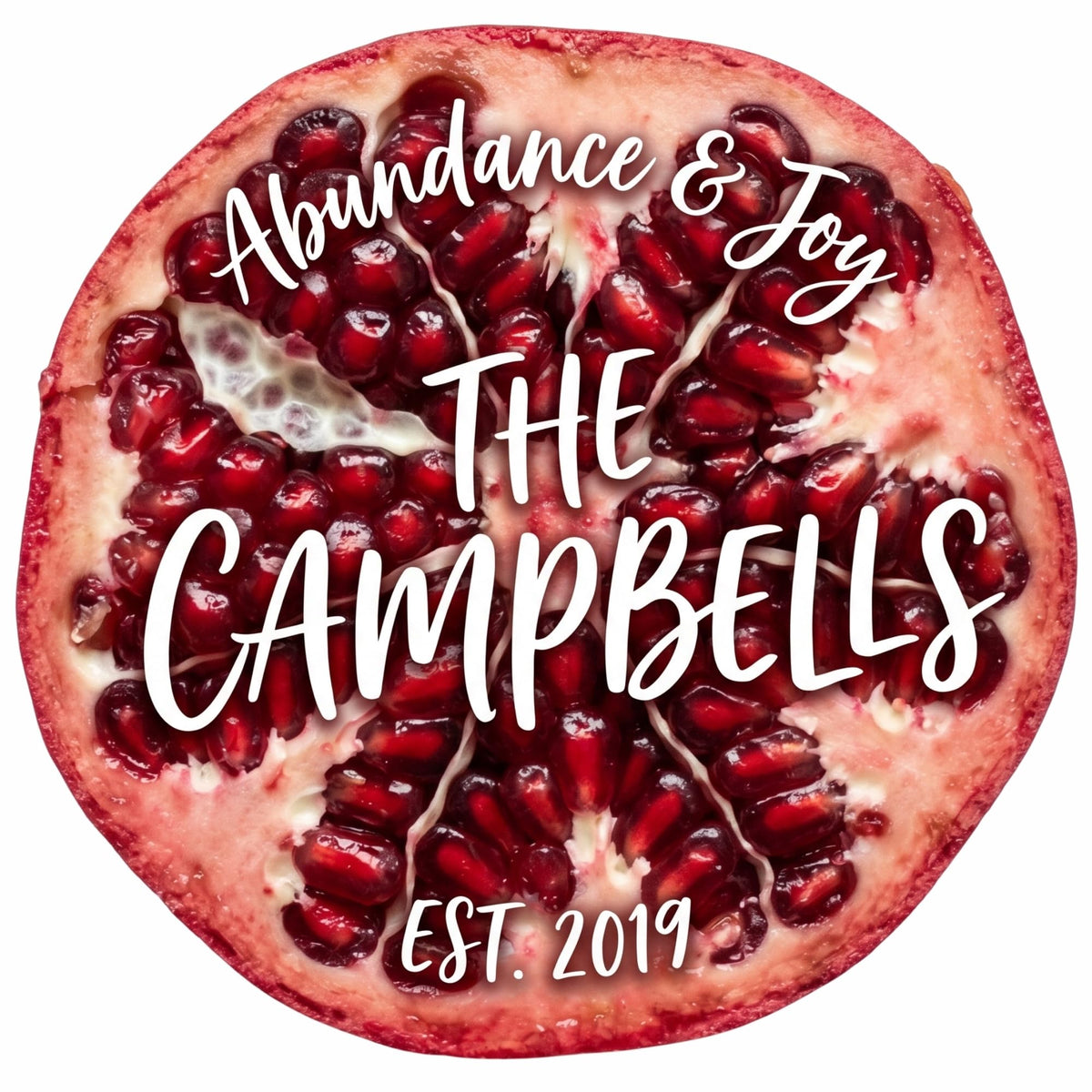 Personalized family name wood sign with pomegranate botanical design and raised 3D lettering