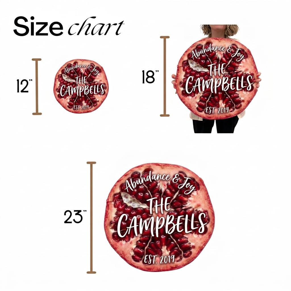Handmade pomegranate botanical name sign in solid wood ready to hang