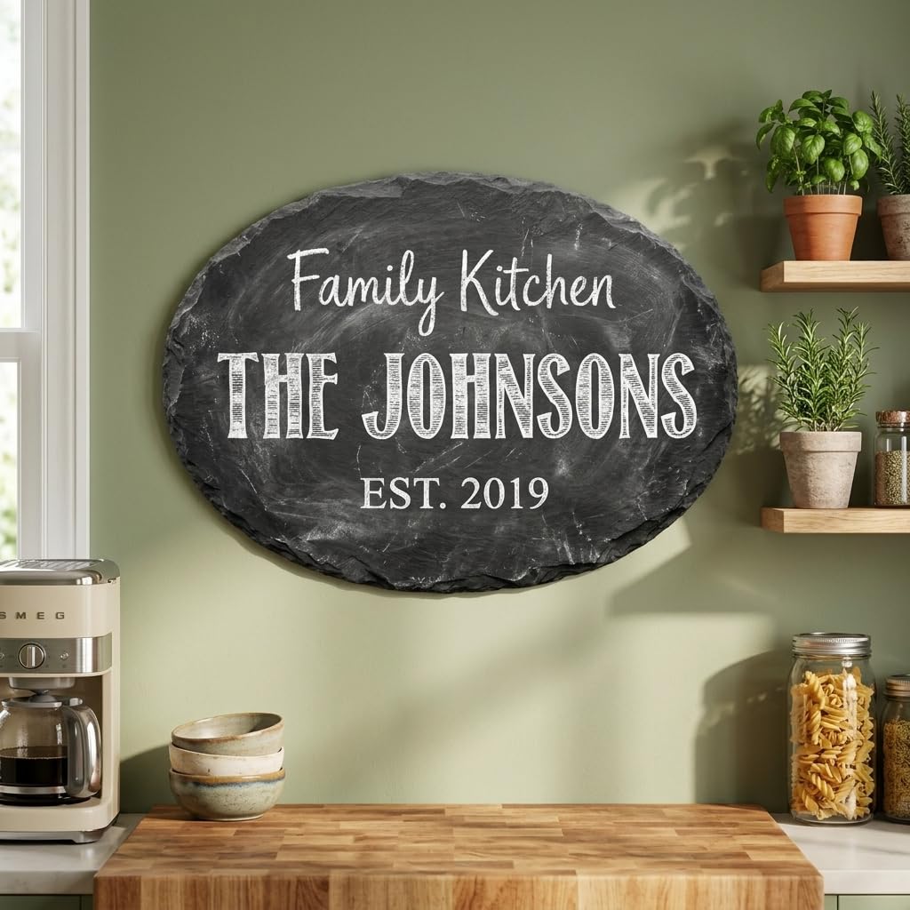 Custom slate family sign as housewarming and wedding gift