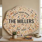 Custom terrazzo family sign as housewarming and wedding gift