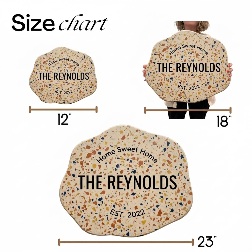 Handmade terrazzo speckled name sign in solid wood ready to hang