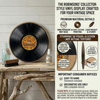 Vinyl record family name sign detail showing raised white lettering and established year