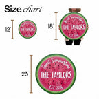 Personalized watermelon wood wall art with custom family name for summer kitchen decor