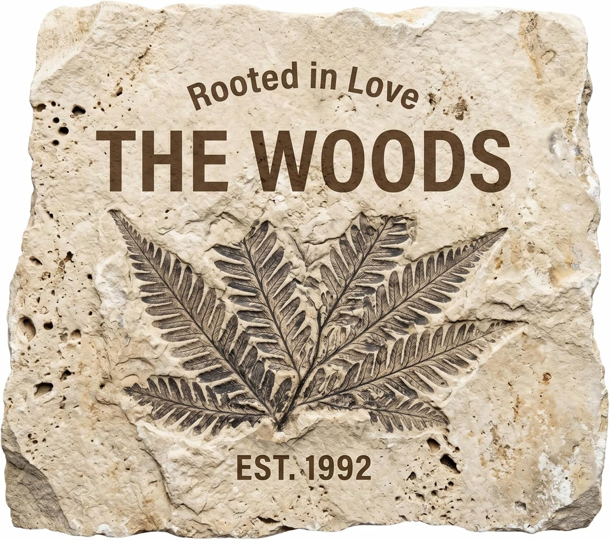 Personalized Fern Fossil Family Name Sign, customized with your text and made to order