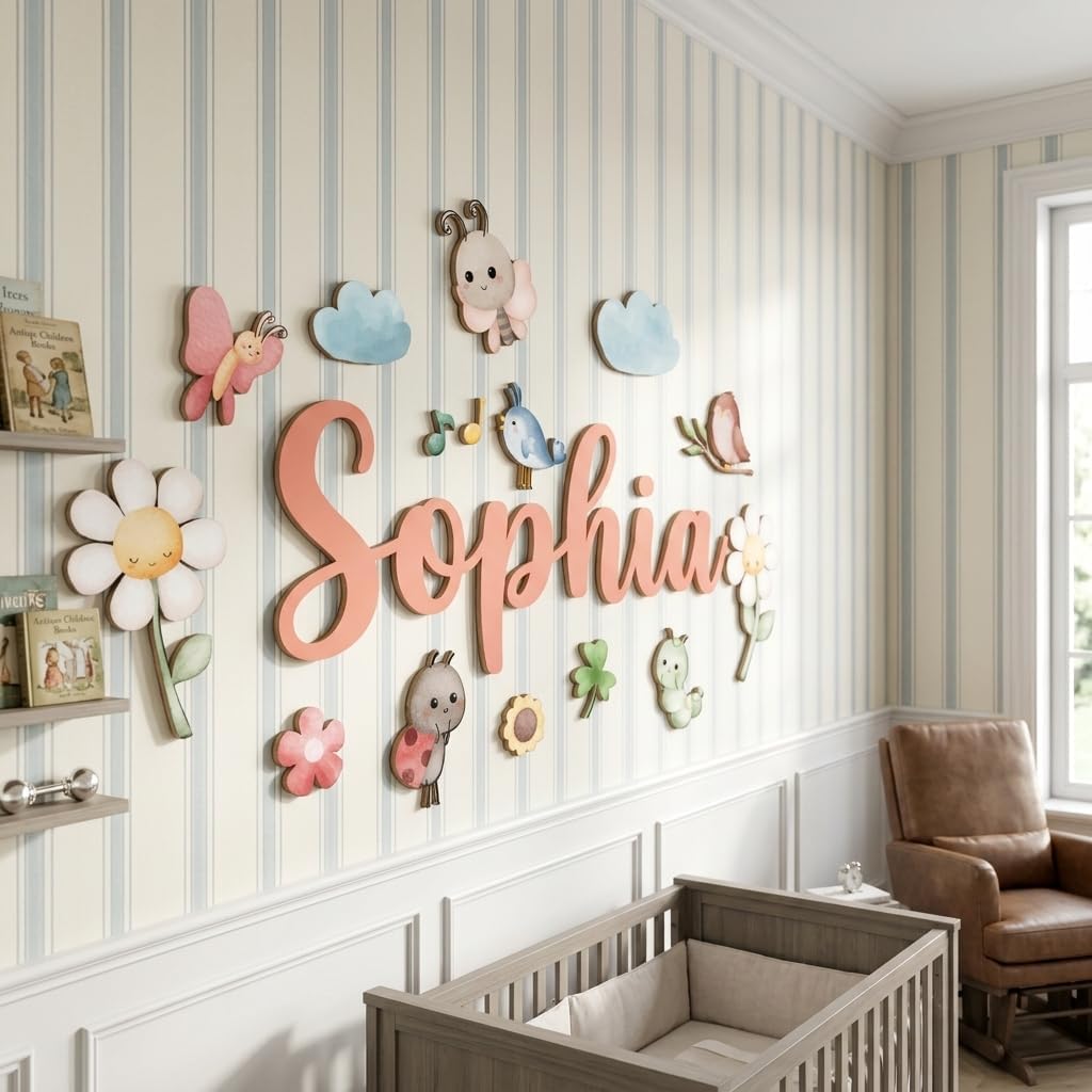 Forest Friends Nursery Name Sign, personalized design, view 2