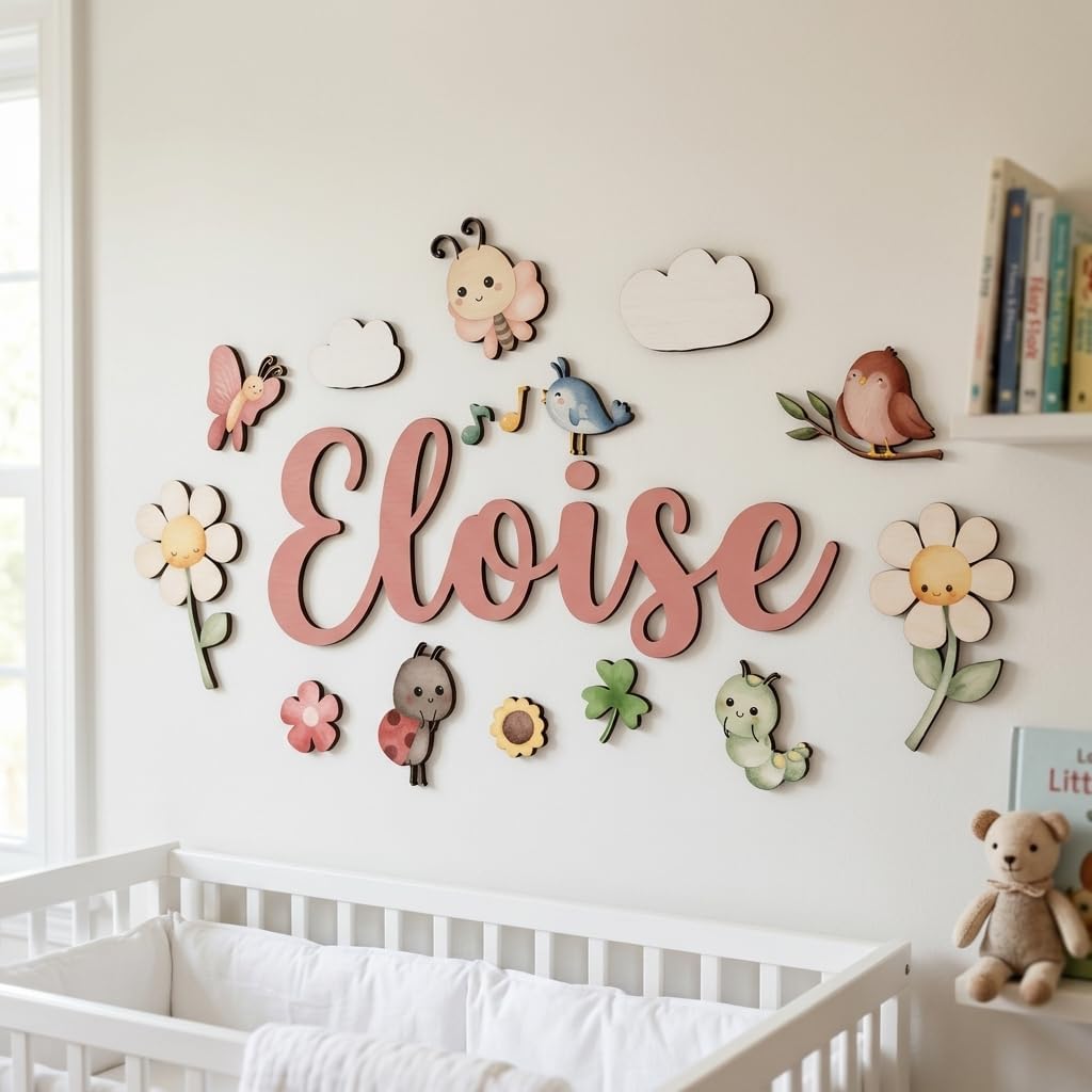 Forest Friends Nursery Name Sign, personalized design, view 4