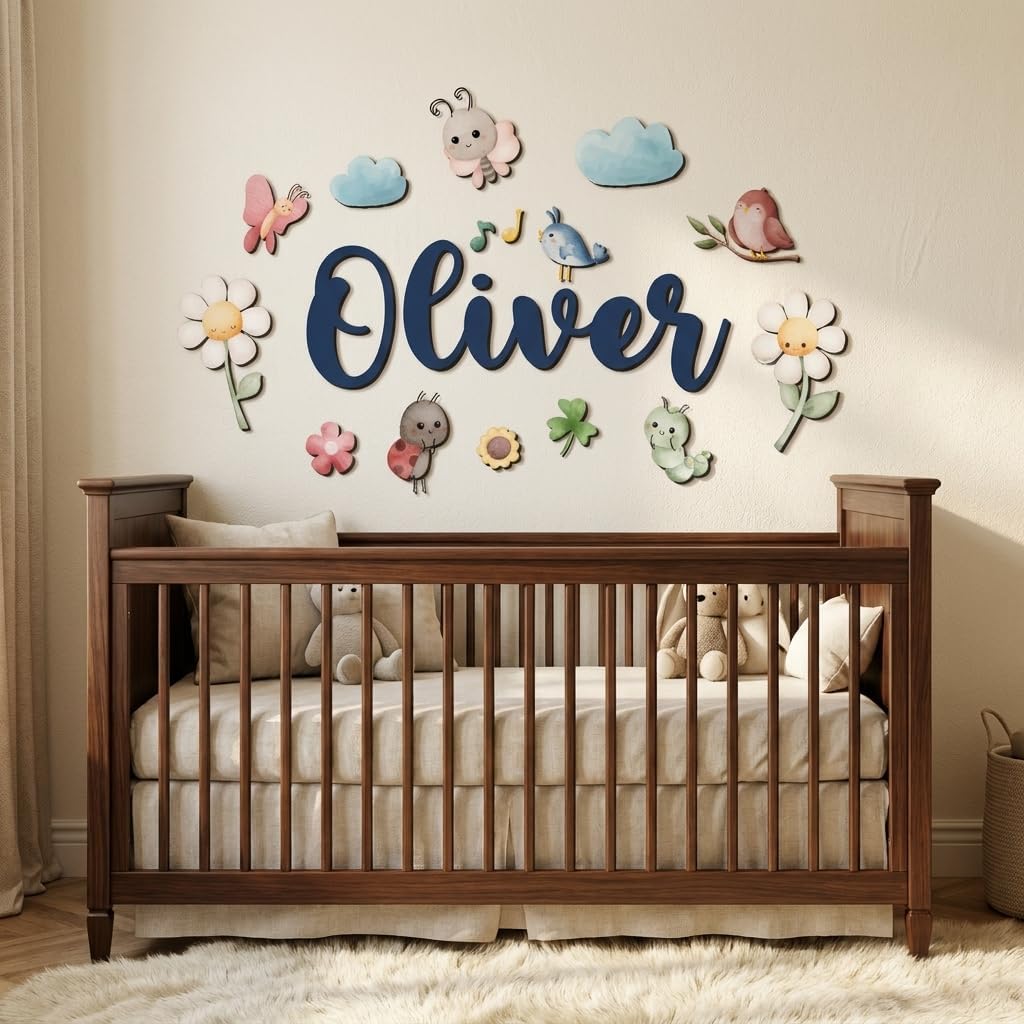 Forest Friends Nursery Name Sign, personalized design, view 5