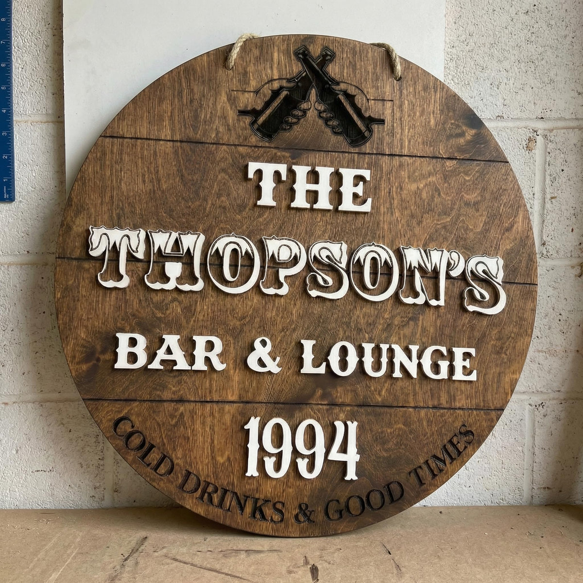 Family name bar sign – custom wall decor for home bar and whiskey corner