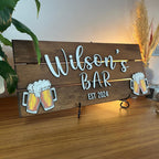 Custom wood bar sign – man cave wall art gift for dad