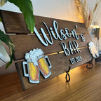 Bar sign detail – printed wood with vintage pub styling