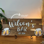 Personalized home bar sign – family name and est year design
