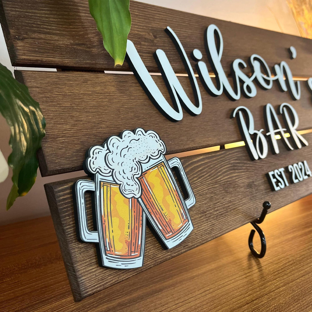 Custom bar wall art – wood sign for basement or garage bar