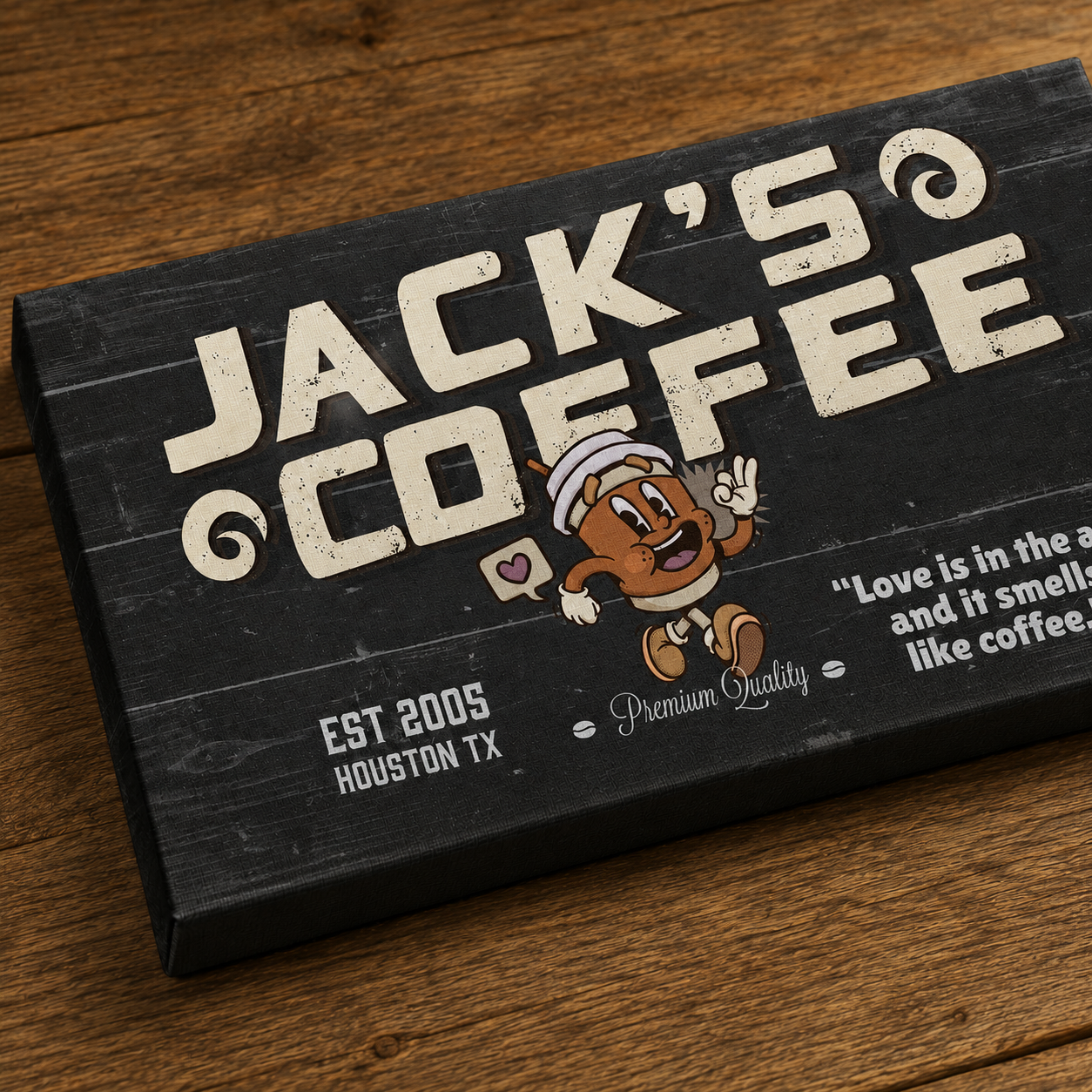 Coffee bar canvas tabletop detail – personalized kitchen wall art