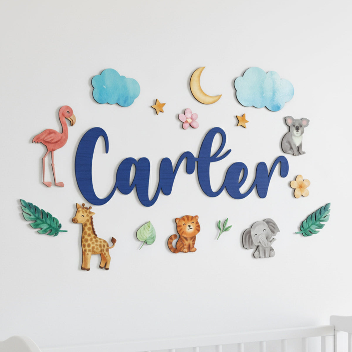 Personalized jungle wild one nursery sign , 3D wood first birthday decor