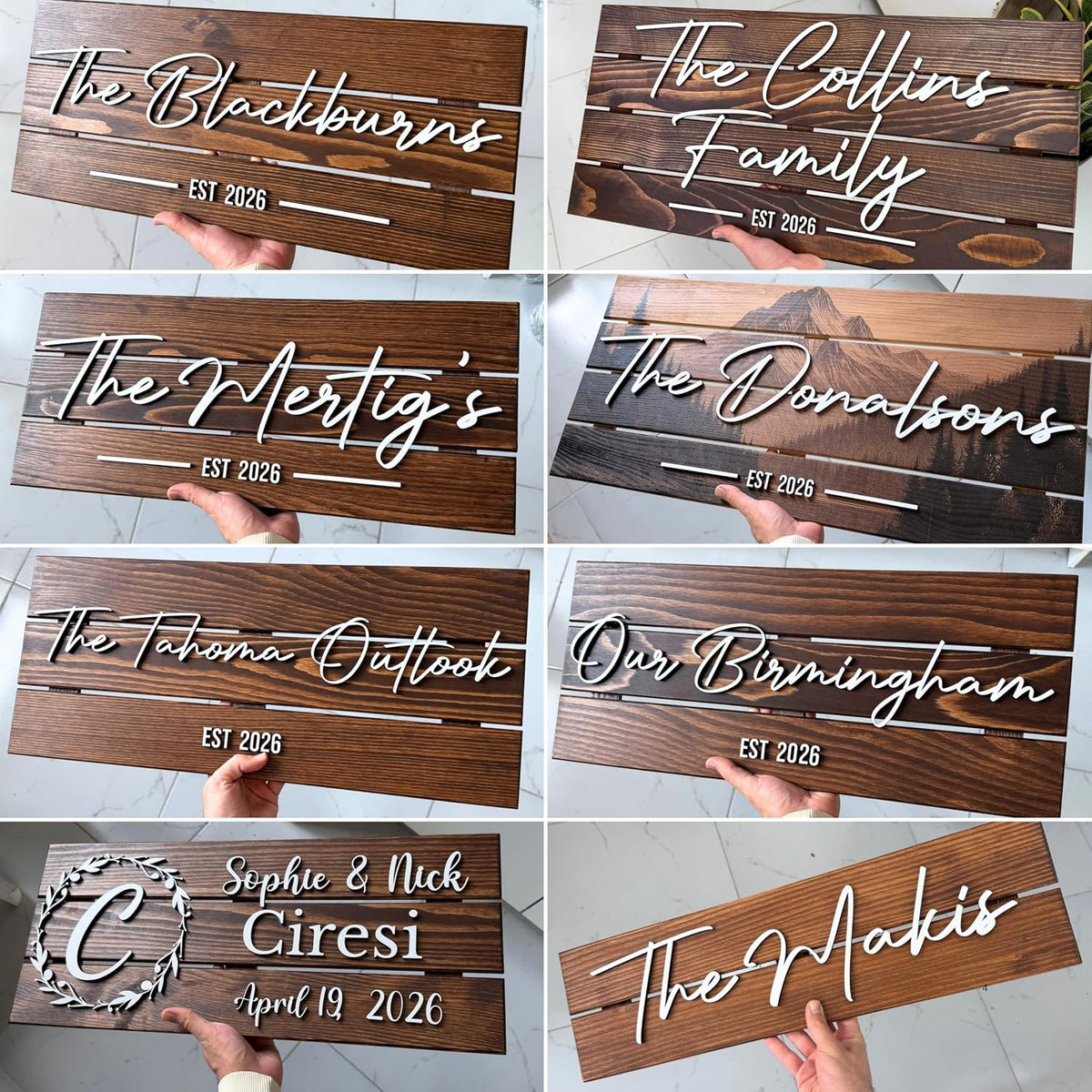 Lake Cabin Family Name Sign, personalized design, view 4