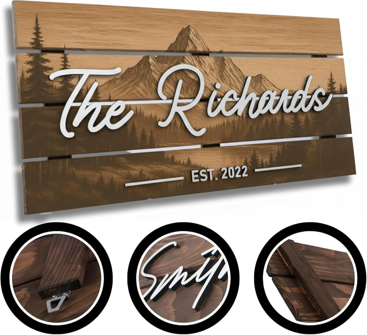 Lake Cabin Family Name Sign, personalized design, view 9