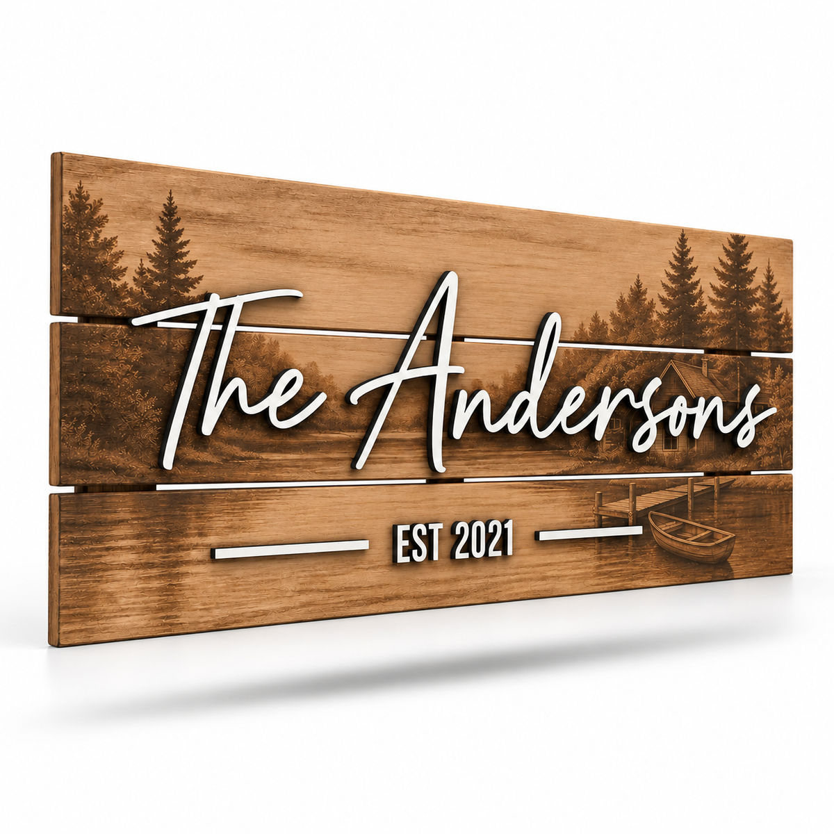 Personalized Lake Cabin Family Name Sign