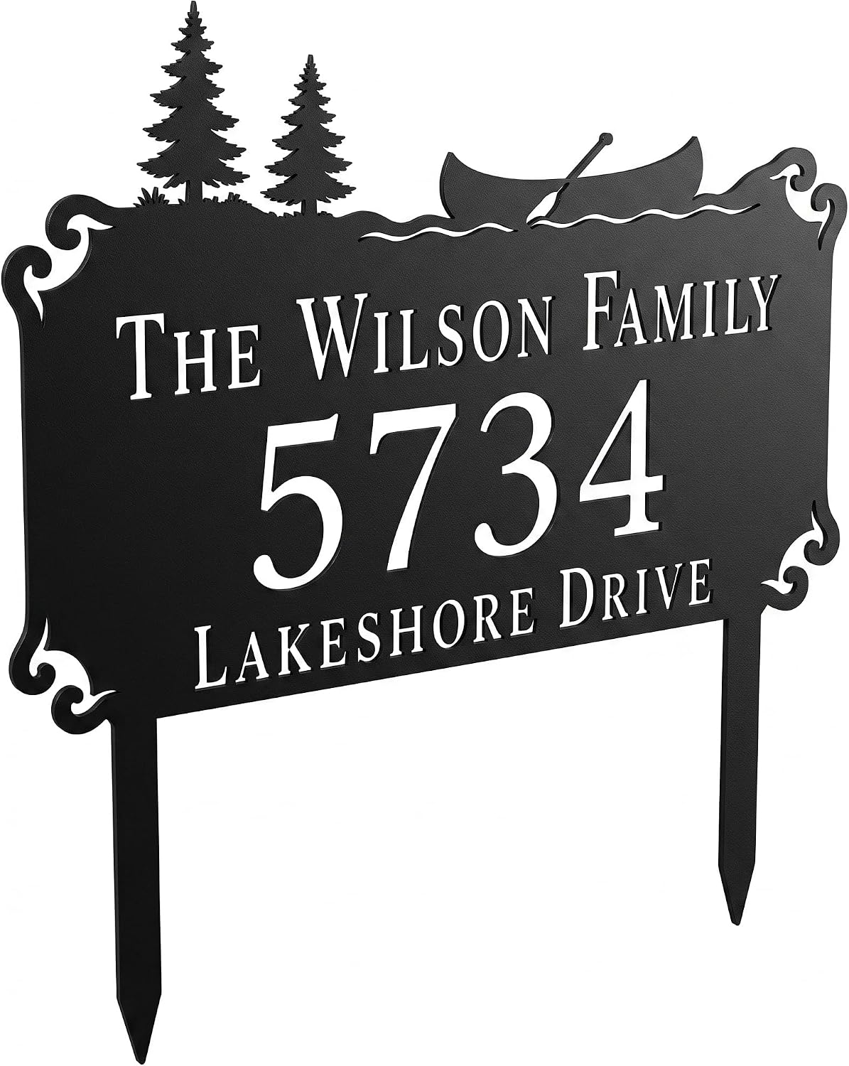 Lake House Metal Address Sign, personalized design, view 2
