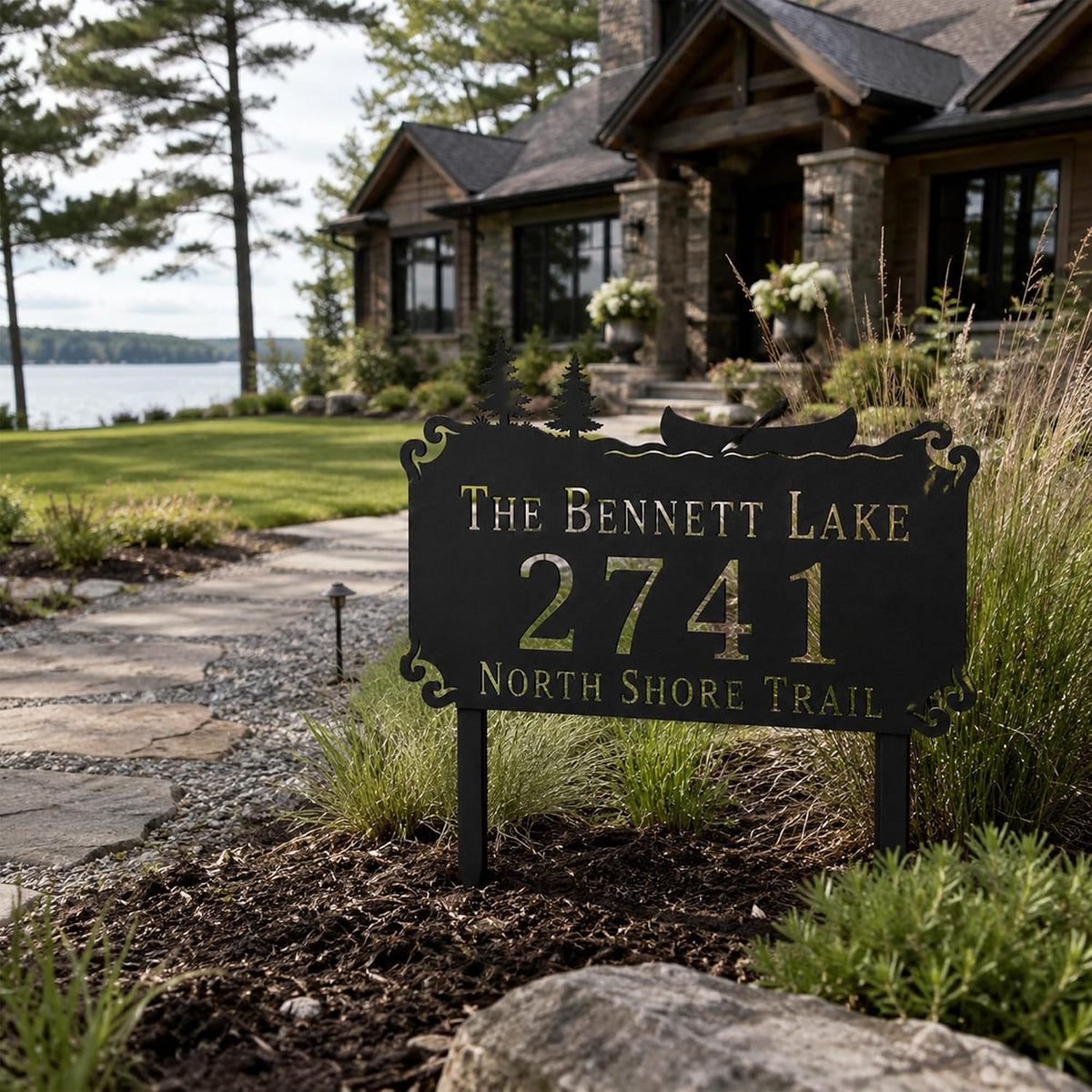 Lake House Metal Address Sign, personalized design, view 5