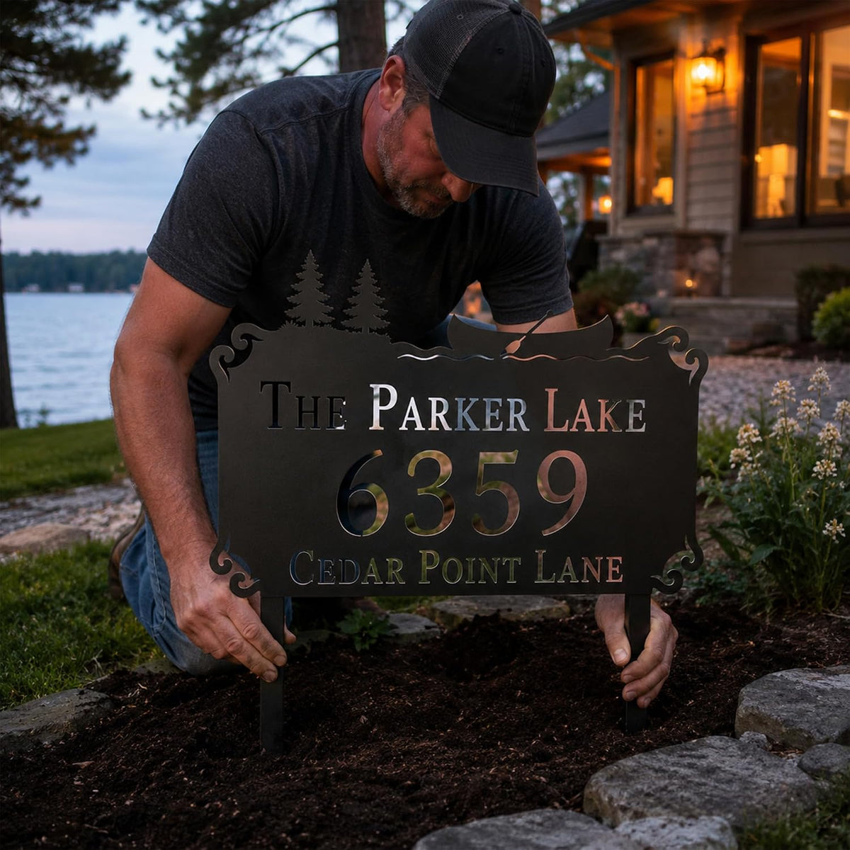 Lake House Metal Address Sign, personalized design, view 6