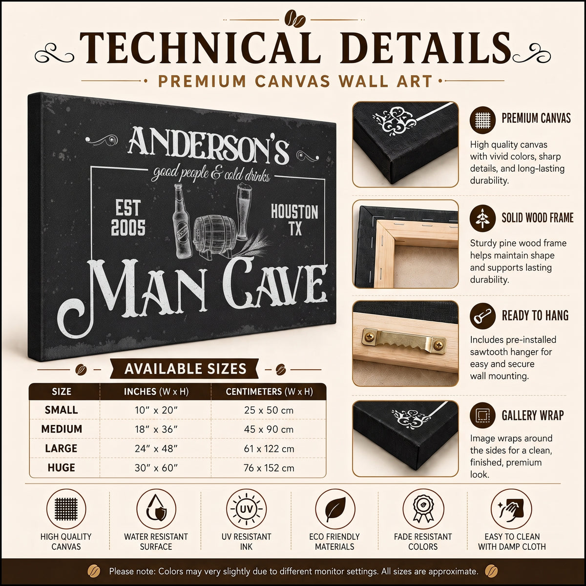 Custom man cave canvas sign , personalized gift for him